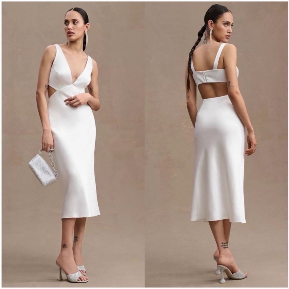 Sachin & Babi Sierra V-Neck Cutout Satin Dress by BHLDN NWT 2
